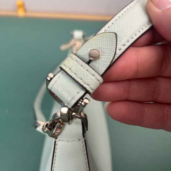 Kate Spade Staci Saffiano Leather Shoulder Bag Parchment Crystal Blue - Picture 10 of 16